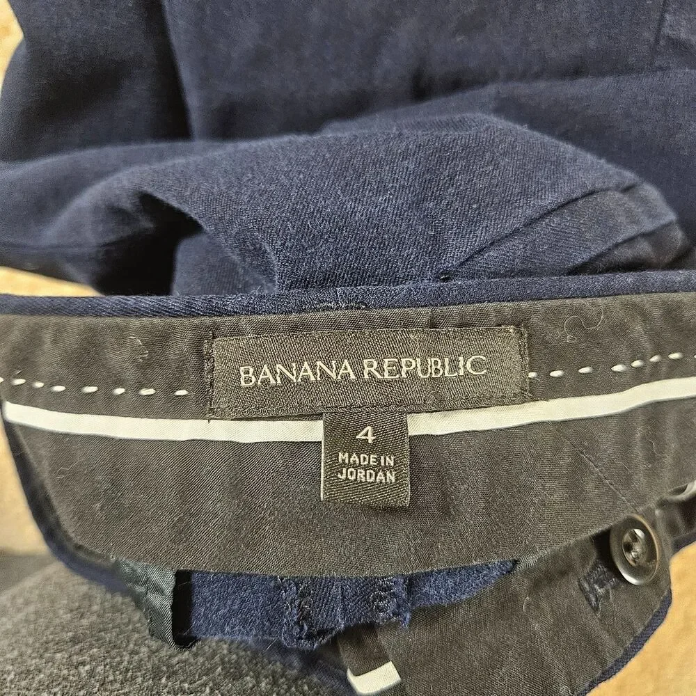 Banana Republic Sloan Pant Womens 4 Navy Blue Slim Ankle Career Stretch Preppy